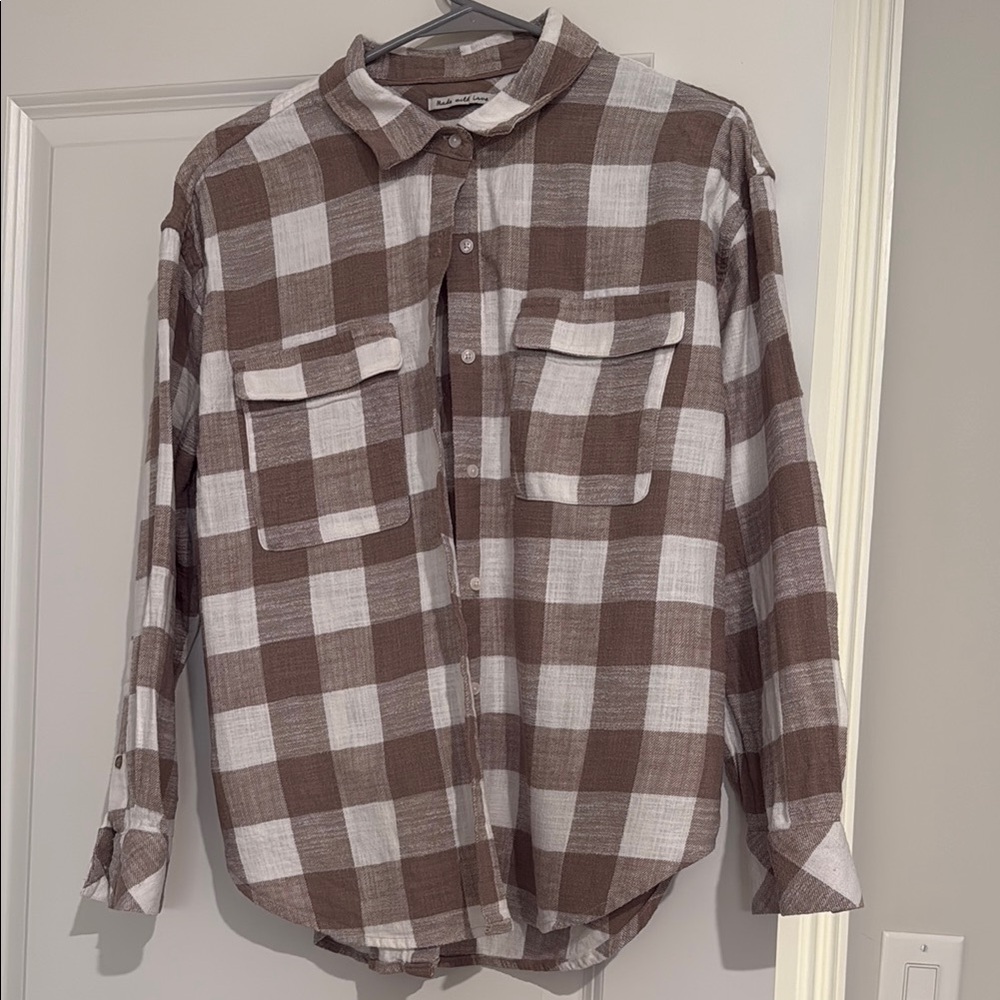 Scotch&Soda Brown Plaid Button-Up Shirt